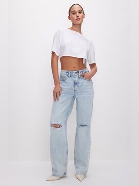 Good American Good 90s mid rise baggy jean.